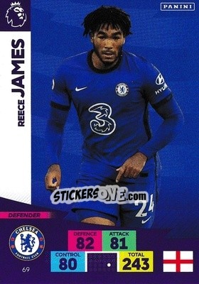 Sticker Reece James - English Premier League 2020-2021. Adrenalyn XL n. 69 - Panini