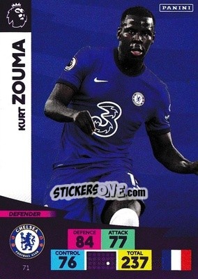 Sticker Kurt Zouma - English Premier League 2020-2021. Adrenalyn XL n. 71 - Panini