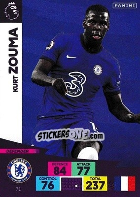 Cromo Kurt Zouma - English Premier League 2020-2021. Adrenalyn XL - Panini