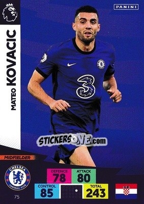 Sticker Mateo Kovacic - English Premier League 2020-2021. Adrenalyn XL n. 75 - Panini