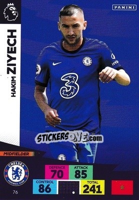 Sticker Hakim Ziyech - English Premier League 2020-2021. Adrenalyn XL n. 76 - Panini