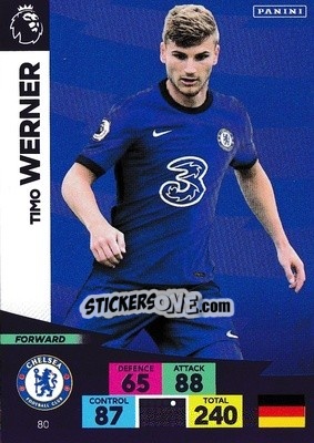 Sticker Timo Werner - English Premier League 2020-2021. Adrenalyn XL n. 80 - Panini
