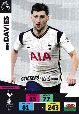 Sticker Ben Davies - English Premier League 2020-2021. Adrenalyn XL n. 86 - Panini