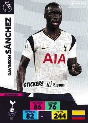 Sticker Davinson Sanchez - English Premier League 2020-2021. Adrenalyn XL n. 87 - Panini