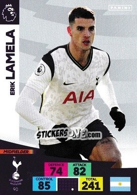 Sticker Erik Lamela - English Premier League 2020-2021. Adrenalyn XL n. 90 - Panini