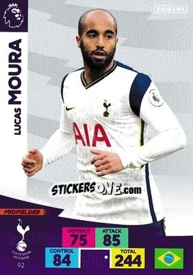 Sticker Lucas Moura - English Premier League 2020-2021. Adrenalyn XL n. 92 - Panini