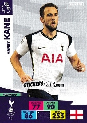 Sticker Harry Kane - English Premier League 2020-2021. Adrenalyn XL n. 98 - Panini