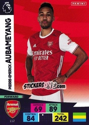 Sticker Pierre-Emerick Aubameyang - English Premier League 2020-2021. Adrenalyn XL n. 112 - Panini
