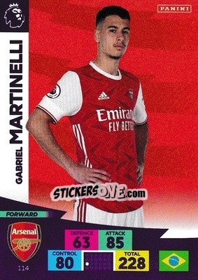 Figurina Gabriel Martinelli - English Premier League 2020-2021. Adrenalyn XL - Panini