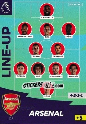 Sticker Line-Up - English Premier League 2020-2021. Adrenalyn XL n. 117 - Panini