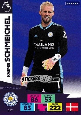 Sticker Kasper Schmeichel - English Premier League 2020-2021. Adrenalyn XL - Panini