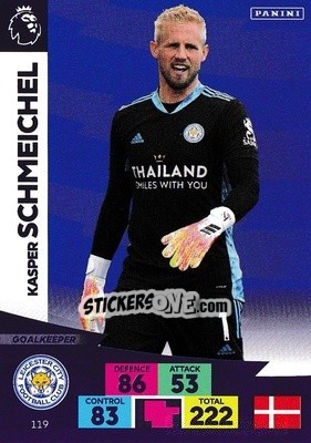 Sticker Kasper Schmeichel - English Premier League 2020-2021. Adrenalyn XL n. 119 - Panini