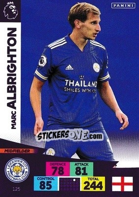 Sticker Marc Albrighton - English Premier League 2020-2021. Adrenalyn XL n. 125 - Panini