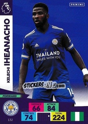 Sticker Kelechi Iheanacho - English Premier League 2020-2021. Adrenalyn XL n. 132 - Panini