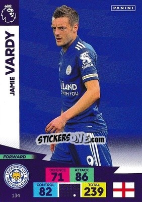 Sticker Jamie Vardy - English Premier League 2020-2021. Adrenalyn XL n. 134 - Panini
