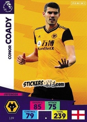 Sticker Conor Coady - English Premier League 2020-2021. Adrenalyn XL n. 139 - Panini