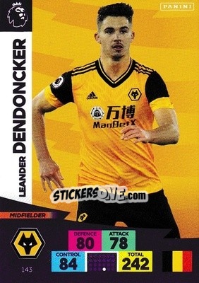 Sticker Leander Dendoncker - English Premier League 2020-2021. Adrenalyn XL n. 143 - Panini
