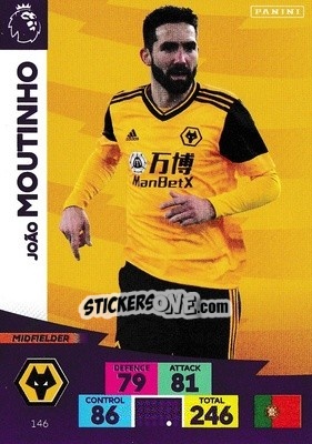 Figurina Joao Moutinho - English Premier League 2020-2021. Adrenalyn XL - Panini