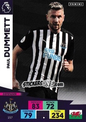 Sticker Paul Dummett - English Premier League 2020-2021. Adrenalyn XL n. 157 - Panini