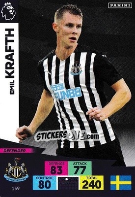 Sticker Emil Krafth - English Premier League 2020-2021. Adrenalyn XL n. 159 - Panini