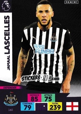 Sticker Jamaal Lascelles - English Premier League 2020-2021. Adrenalyn XL n. 160 - Panini
