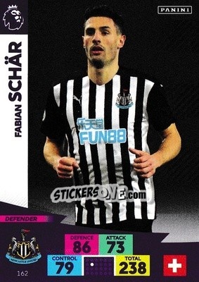 Sticker Fabian Schär - English Premier League 2020-2021. Adrenalyn XL n. 162 - Panini