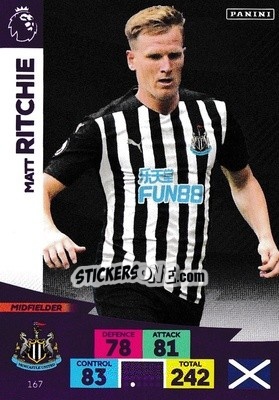 Sticker Matt Ritchie - English Premier League 2020-2021. Adrenalyn XL n. 167 - Panini