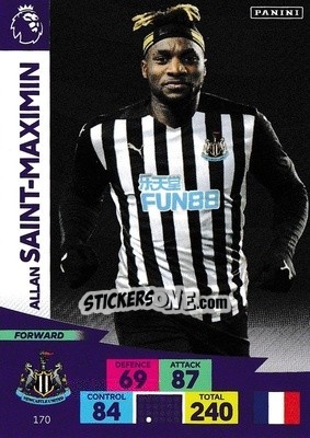 Sticker Allan Saint-Maximin - English Premier League 2020-2021. Adrenalyn XL n. 170 - Panini