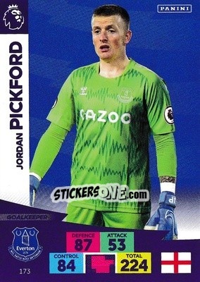 Sticker Jordan Pickford - English Premier League 2020-2021. Adrenalyn XL n. 173 - Panini