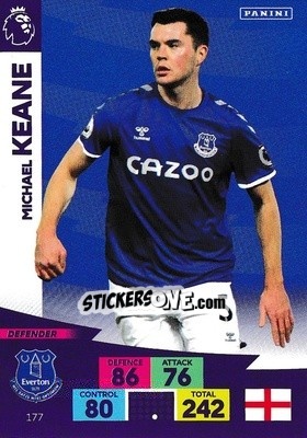 Sticker Michael Keane - English Premier League 2020-2021. Adrenalyn XL n. 177 - Panini