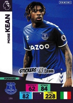 Sticker Moise Kean - English Premier League 2020-2021. Adrenalyn XL n. 186 - Panini