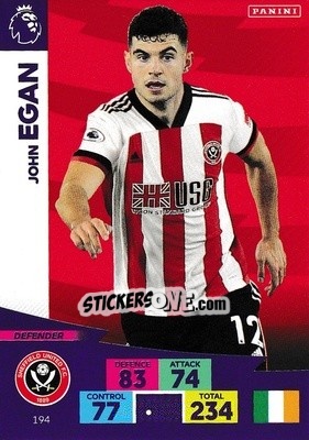 Sticker John Egan - English Premier League 2020-2021. Adrenalyn XL n. 194 - Panini