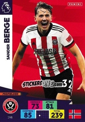 Sticker Sander Berge - English Premier League 2020-2021. Adrenalyn XL n. 198 - Panini