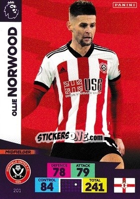 Sticker Oliver Norwood - English Premier League 2020-2021. Adrenalyn XL n. 201 - Panini