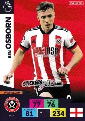 Figurina Ben Osborn - English Premier League 2020-2021. Adrenalyn XL n. 202 - Panini