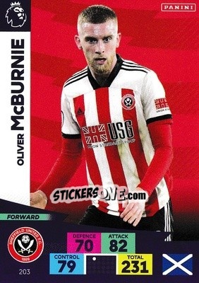 Sticker Oliver McBurnie - English Premier League 2020-2021. Adrenalyn XL n. 203 - Panini