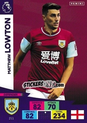 Cromo Matthew Lowton - English Premier League 2020-2021. Adrenalyn XL - Panini