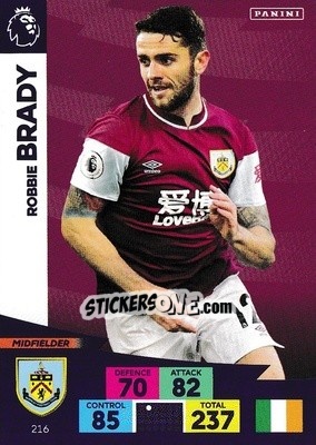 Sticker Robbie Brady - English Premier League 2020-2021. Adrenalyn XL n. 216 - Panini