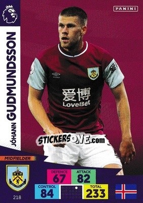 Cromo Johann Gudmundsson - English Premier League 2020-2021. Adrenalyn XL - Panini