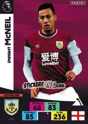Sticker Dwight McNeil - English Premier League 2020-2021. Adrenalyn XL n. 219 - Panini