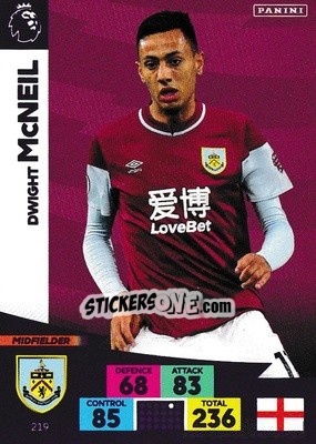 Cromo Dwight McNeil - English Premier League 2020-2021. Adrenalyn XL - Panini