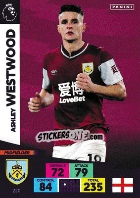 Sticker Ashley Westwood - English Premier League 2020-2021. Adrenalyn XL - Panini