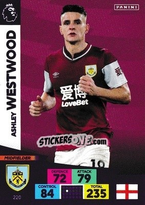 Sticker Ashley Westwood - English Premier League 2020-2021. Adrenalyn XL n. 220 - Panini