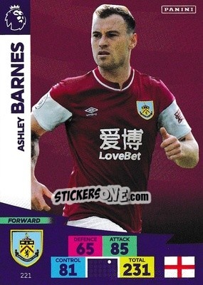 Sticker Ashley Barnes - English Premier League 2020-2021. Adrenalyn XL n. 221 - Panini