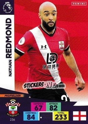 Sticker Nathan Redmond - English Premier League 2020-2021. Adrenalyn XL n. 236 - Panini
