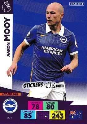 Sticker Aaron Mooy - English Premier League 2020-2021. Adrenalyn XL n. 271 - Panini