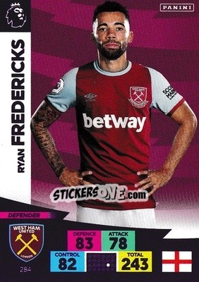 Cromo Ryan Fredericks - English Premier League 2020-2021. Adrenalyn XL n. 284 - Panini
