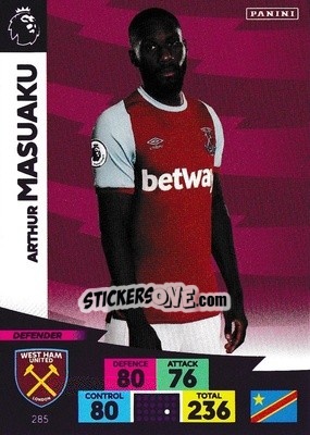 Sticker Arthur Masuaku - English Premier League 2020-2021. Adrenalyn XL n. 285 - Panini