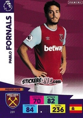 Sticker Pablo Fornals - English Premier League 2020-2021. Adrenalyn XL - Panini
