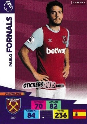 Sticker Pablo Fornals - English Premier League 2020-2021. Adrenalyn XL n. 289 - Panini